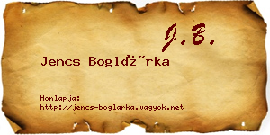 Jencs Boglárka névjegykártya